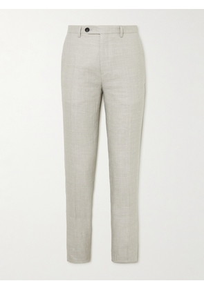 Mr P. - Prince Of Wales Checked Virgin Wool and Linen-Blend Trousers - Men - Gray - 28