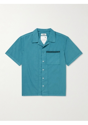ADISH - Camp-Collar Embroidered Garment-Dyed Cotton-Poplin Shirt - Men - Blue - S