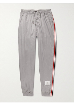Thom Browne - Tapered Striped Grosgrain-Trimmed Ripstop Track Pants - Men - Gray - 1