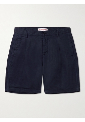 Orlebar Brown - Searose Straight-Leg Long-Length Pleated Linen-Blend Swim Shorts - Men - Blue - UK/US 28