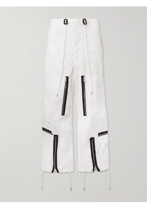 TAKAHIROMIYASHITA THESOLOIST. - Wide-Leg Zip-Detailed Appliquéd Canvas Cargo Trousers - Men - White - IT 44