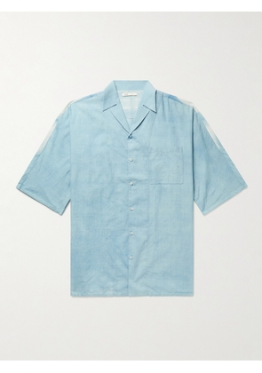 11.11/ELEVEN ELEVEN - Camp-Collar Indigo-Dyed Slub Cotton-Voile Shirt - Men - Blue - XS