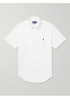 Polo Ralph Lauren - Slim-Fit Button-Down Collar Logo-Embroidered Cotton-Blend Poplin Shirt - Men - White - XS