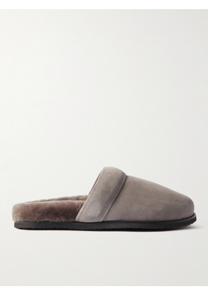Mr P. - David Shearling-Lined Suede Slippers - Men - Gray - UK 7
