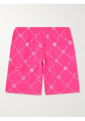 Marni - Straight-Leg Logo-Print Cotton-Jersey Shorts - Men - Pink - IT 44
