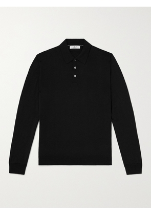 Mr P. - Slim-Fit Merino Wool Polo Shirt - Men - Black - XS