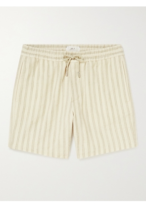Mr P. - Straight-Leg Striped Cotton-Blend Drawstring Shorts - Men - Neutrals - 28