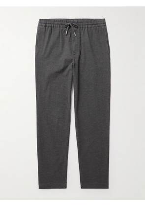 Mr P. - Straight-Leg Checked Cotton-Blend Hopsack Drawstring Trousers - Men - Gray - 28