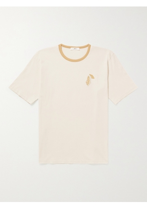 Mr P. - Embroidered Cotton-Jersey T-Shirt - Men - Neutrals - XS