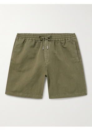 Mr P. - Straight-Leg Cotton and Linen-Blend Twill Drawstring Shorts - Men - Green - 28