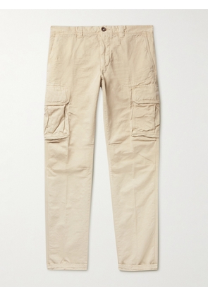 Incotex - Slim-Fit Cotton and Linen-Blend Cargo Trousers - Men - Neutrals - 30W 32L