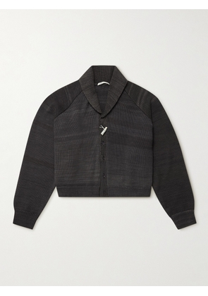 11.11/ELEVEN ELEVEN - Shawl Collar Garment-Dyed Ribbed Merino Wool Cardigan - Men - Gray - S