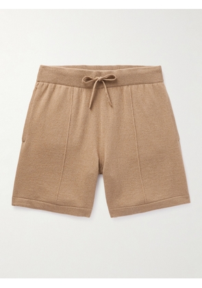 Mr P. - Straight-Leg Pintucked Wool and Cashmere-Blend Drawstring Shorts - Men - Brown - XS