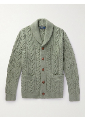 Polo Ralph Lauren - Shawl-Collar Cable-Knit Wool and Cashmere-Blend Cardigan - Men - Green - XS