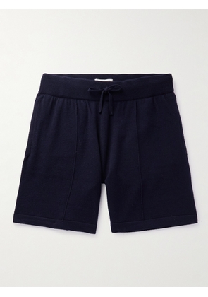 Mr P. - Straight-Leg Pintucked Wool and Cashmere-Blend Drawstring Shorts - Men - Blue - XXS