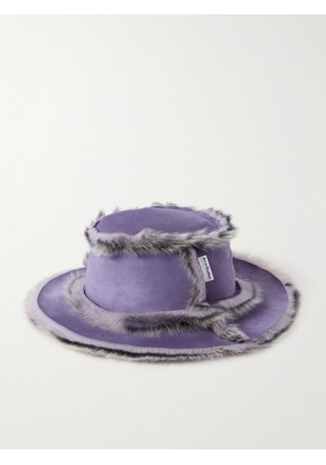 Acne Studios - Striped Shearling Bucket Hat - Men - Purple - S/M