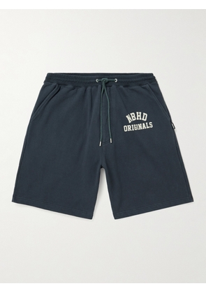 Neighborhood - Wide-Leg Logo-Flocked Cotton-Jersey Drawstring Shorts - Men - Gray - S