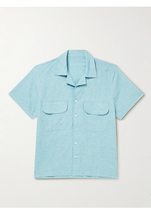 Stòffa - Camp-Collar Linen and Organic Cotton-Blend Shirt - Men - Blue - IT 44