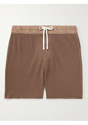 James Perse - Straight-Leg Poplin-Trimmed Supima Cotton-Jersey Drawstring Shorts - Men - Brown - 1