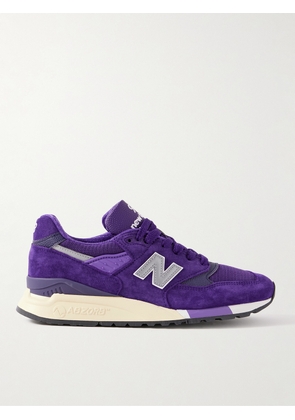New Balance - 998 Core Rubber-Trimmed Full-Grain Leather, Mesh and Suede Sneakers - Men - Purple - UK 7