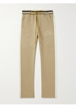 Rhude - Wine Club Straight-Leg Logo-Embroidered Cotton-Twill Sweatpants - Men - Neutrals - XS
