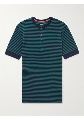 Paul Smith - Striped Cotton and Modal-Blend Piqué Henley T-Shirt - Men - Green - S