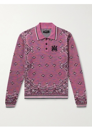 AMIRI - Space-Dyed Bandana-Jacquard Cotton Polo Shirt - Men - Purple - XS