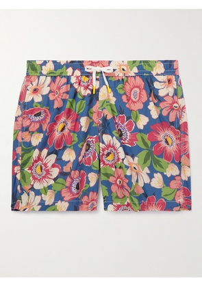 Hartford - Slim-Fit Mid-Length Floral-Print Swim Shorts - Men - Blue - S