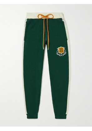 Rhude - Wine Club Logo-Embroidered Virgin Wool and Cashmere-Blend Track Pants - Men - Green - XS
