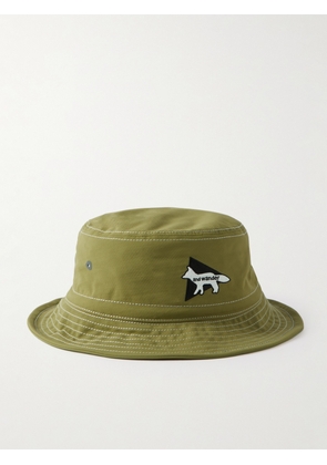 And Wander - Maison Kitsuné Logo-Embroidered Nylon Bucket Hat - Men - Green