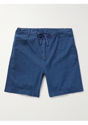 Hartford - Tank Straight-Leg Printed Cotton-Seersucker Drawstring Shorts - Men - Blue - IT 46
