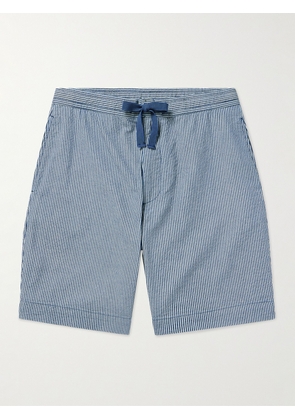Officine Générale - Joaquim Striped Cotton-Seersucker Drawstring Shorts - Men - Blue - IT 46