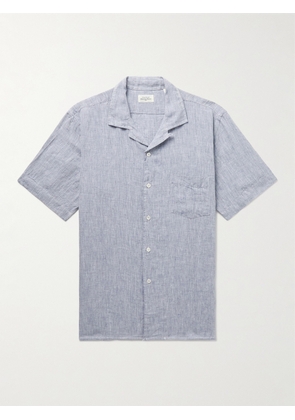 Hartford - Palm Mc Pat Convertible-Collar Slub Linen Shirt - Men - Blue - S
