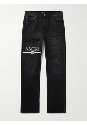 AMIRI - Straight-Leg Logo-Appliquéd Distressed Jeans - Men - Black - UK/US 32