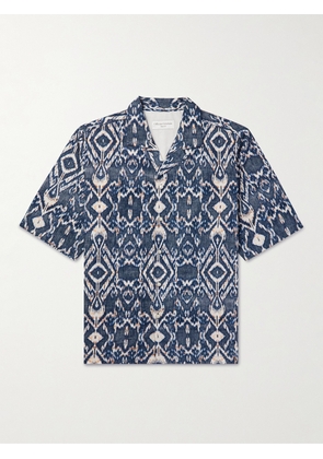 Officine Générale - Eren Camp-Collar Printed Cotton-Poplin Shirt - Men - Blue - XS