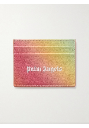 Palm Angels - Logo-Print Ombré Pebble-Grain Leather Cardholder - Men - Multi