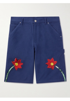 SKY HIGH FARM - Straight-Leg Sequin-Embellished Denim Shorts - Men - Blue - S