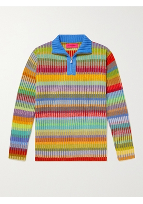 The Elder Statesman - Jolly Ribbed Striped Cashmere Half-Zip Sweater - Men - Multi - S