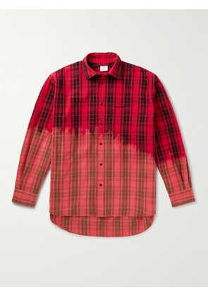 VETEMENTS - Bleached Checked Cotton-Blend Flannel Shirt - Men - Red - XS