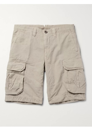 Incotex - Washed Cotton and Linen-Blend Cargo Shorts - Men - Neutrals - UK/US 30