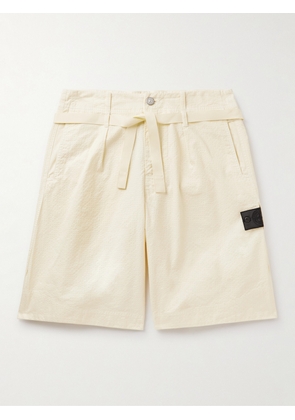 STONE ISLAND SHADOW PROJECT - Straight-Leg Belted Cotton-Blend Seersucker Shorts - Men - Yellow - IT 44