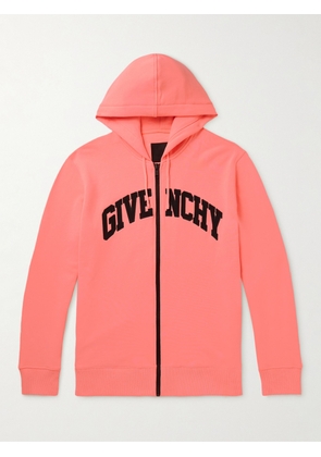 Givenchy - Logo-Embroidered Cotton-Jersey Zip-Up Hoodie - Men - Pink - XS