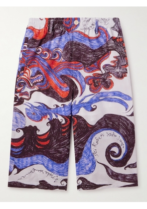 LEMAIRE - Angkasapura Wide-Leg Printed Cotton-Poplin Bermuda Shorts - Men - Purple - S