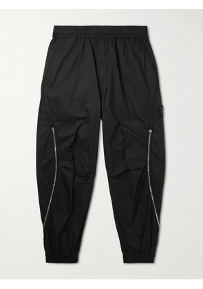 STONE ISLAND SHADOW PROJECT - Tapered Logo-Appliquéd Zip-Detailed Cotton-Blend Twill Trousers - Men - Black - IT 46