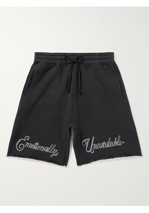 EMOTIONALLY UNAVAILABLE - Crystal-Embellished Cotton-Jersey Drawstring Shorts - Men - Black - S