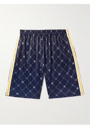 Marni - Wide-Leg Striped Logo-Print Jersey Drawstring Shorts - Men - Blue - IT 46