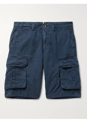 Incotex - Washed Cotton and Linen-Blend Cargo Shorts - Men - Blue - UK/US 30