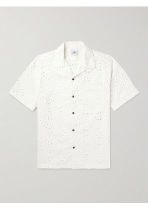 NN07 - Julio 5392 Camp-Collar Embroidered Cut-Out Cotton Shirt - Men - Neutrals - S