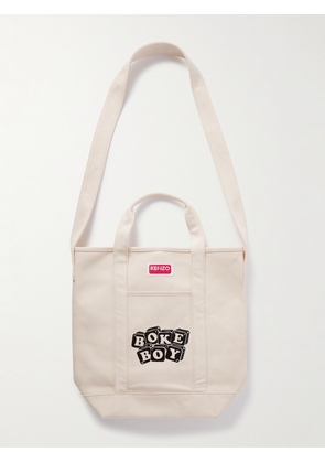 KENZO - Boke Boy Logo-Embroidered Cotton-Twill Tote Bag - Men - Neutrals