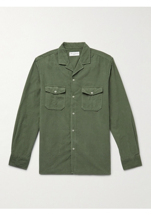 Officine Générale - Eric Camp-Collar Garment-Dyed Cotton-Corduroy Shirt - Men - Green - XS